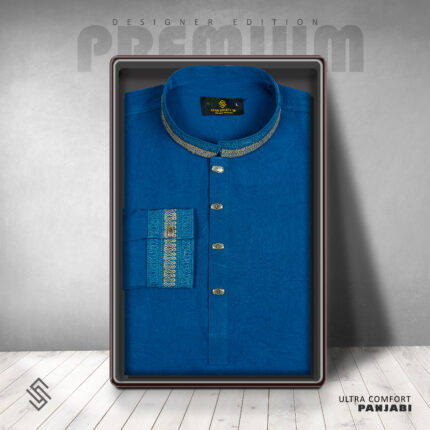 Premium Cuff Hata Panjabi Deep Blue