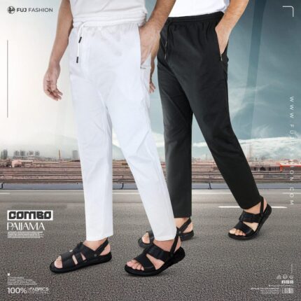 2 Pcs Premium Payjama Combo (White and Black)
